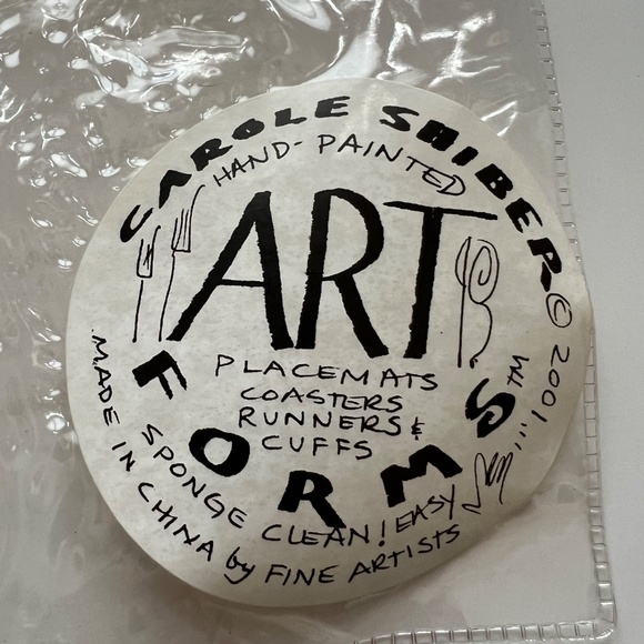 2001 Carole Shiber Hand-Painted Peony Holiday Wreath Coasters- Set of 4 VTG - Picture 5 of 6